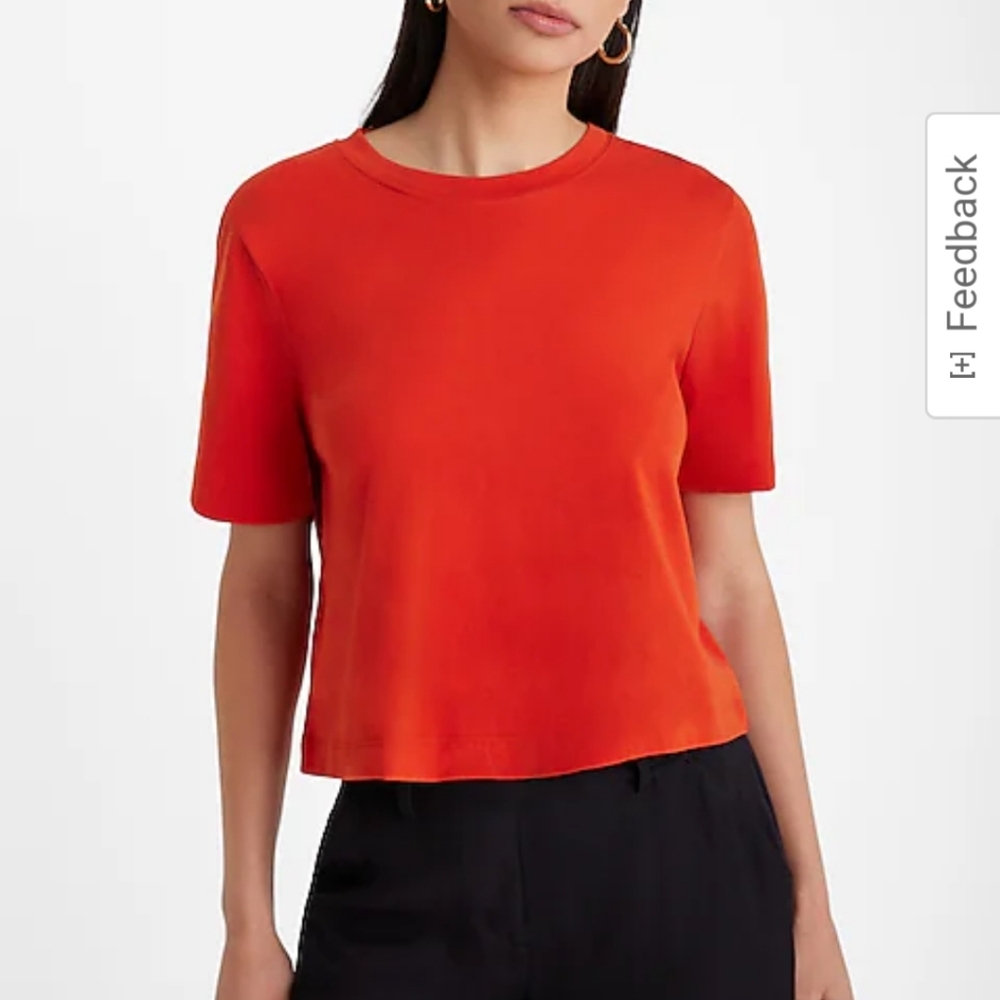 Express NWT Crew Neck Short Sleeve Cropped Boyfriend Tee Red XS